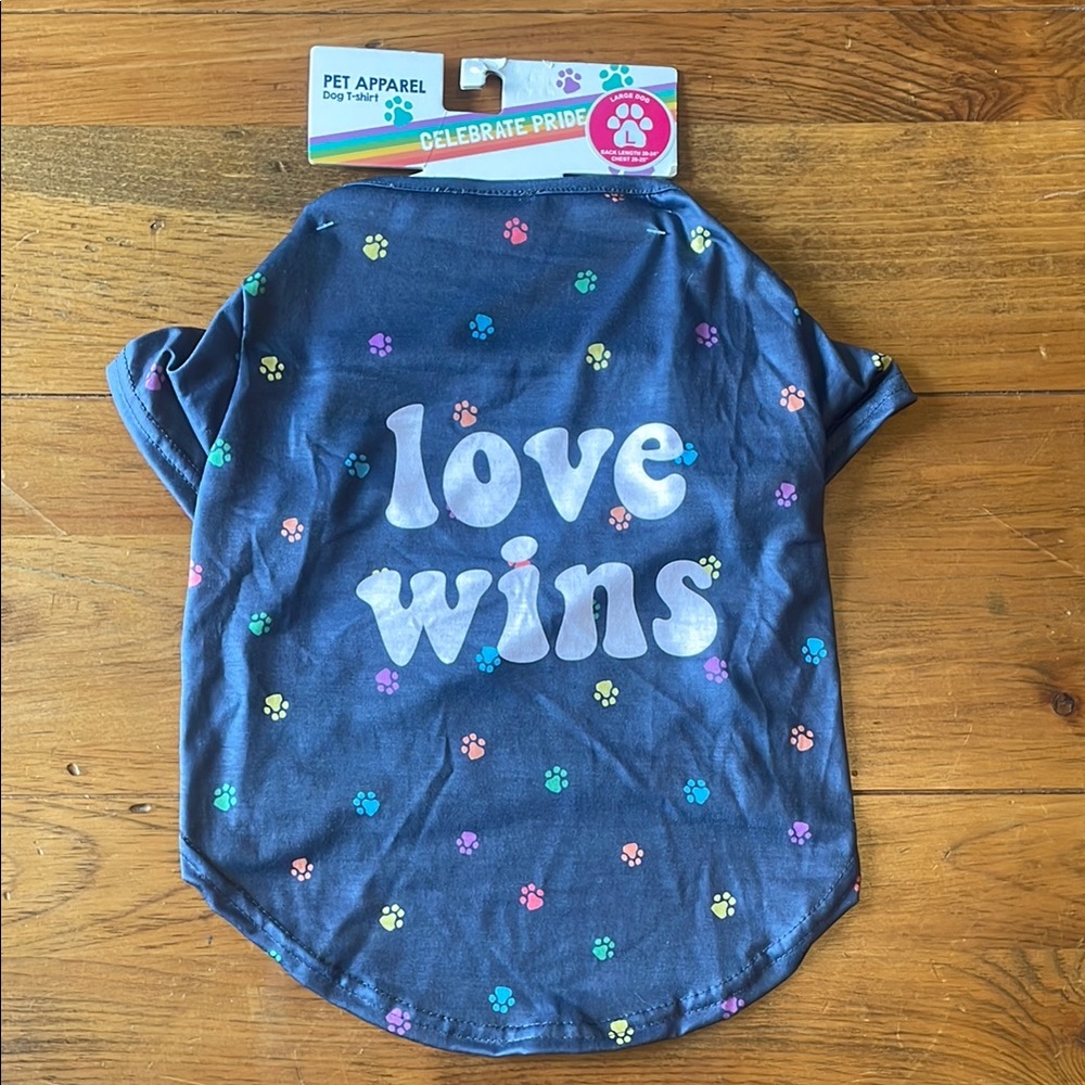 COPY - Pet Apparel Dog T-Shirt, Celebrate Pride “Love Wins” Sz Large